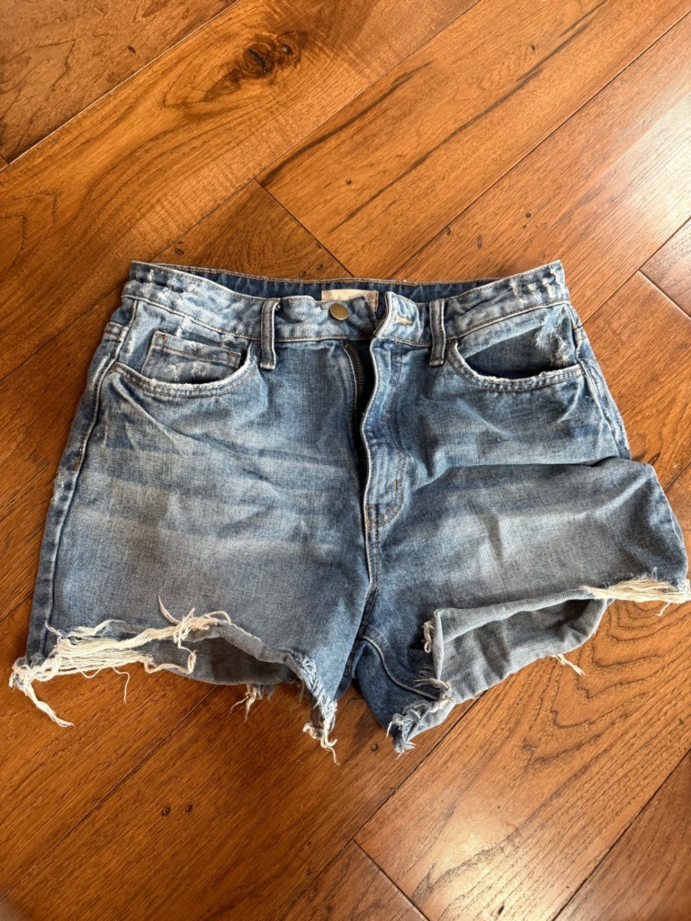 Altar'd State Distressed Light Blue Denim Cutoff Shorts